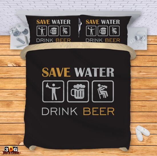 Lenjerie de pat Save water Drink beer