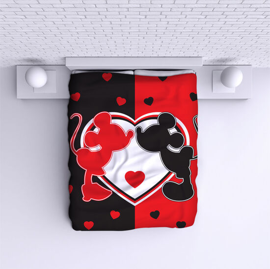 Cuvertură de pat Minnie Mickey Black Red