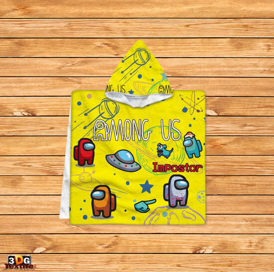 Poncho pentru copii Among Us Yellow