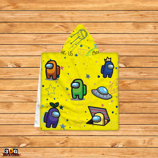 Poncho pentru copii Among Us Yellow