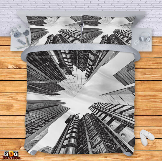 Lenjerie de pat Black and white buildings