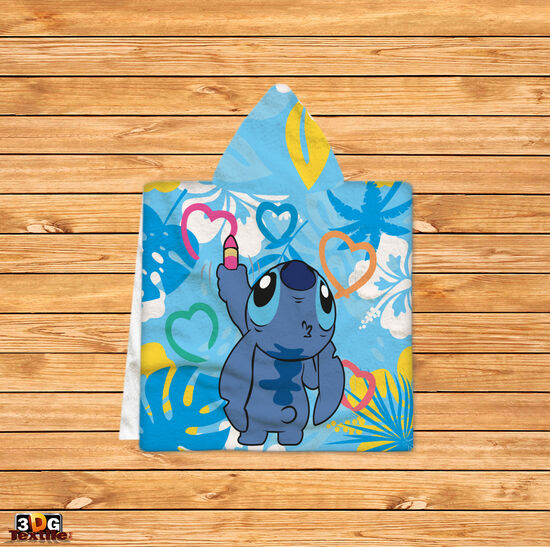 Poncho pentru copii Stitch blue