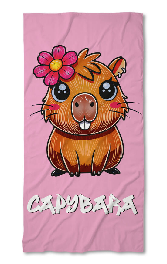 Prosop de plajă Capybara pink