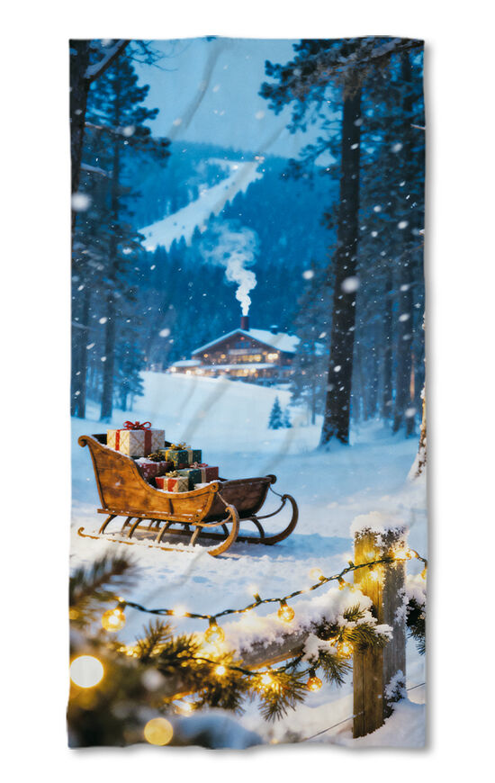 Prosop de plajă Christmas sleigh 2