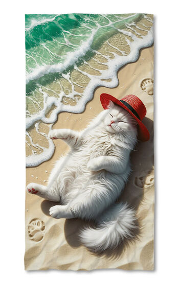 Prosop de plajă Cat on the beach 2