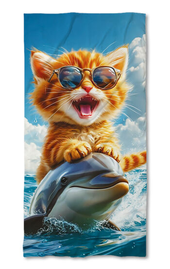 Prosop de plajă Cat and dolphin