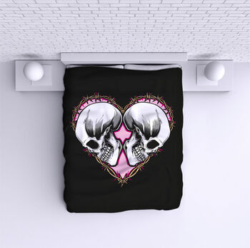 Cuvertură de pat Skull - Heart